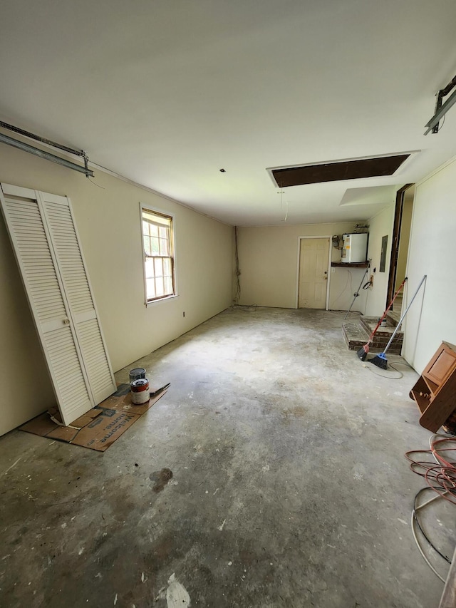 garage with electric water heater