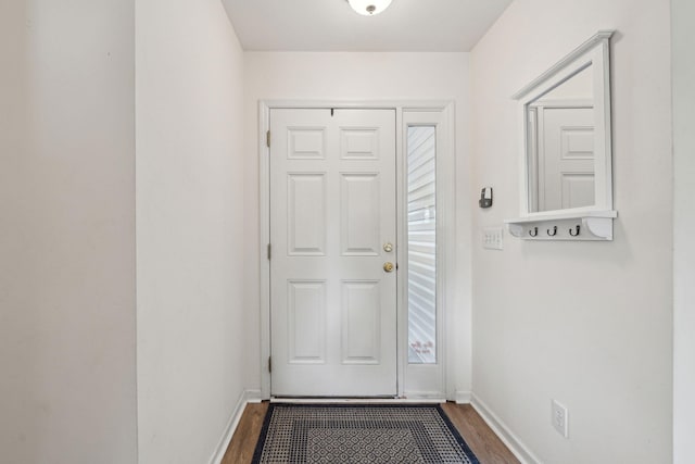 entryway featuring dark wood-type flooring