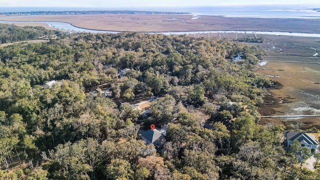 bird's eye view featuring a forest view