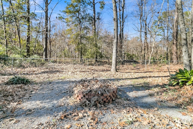 view of yard featuring a fire pit