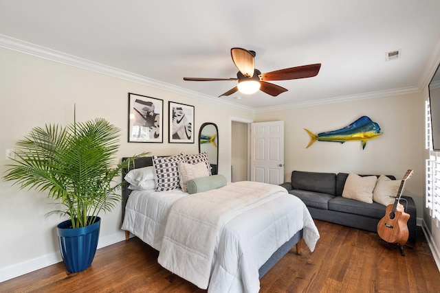 509 Klein St, Mount Pleasant, SC 29464 - bedroom with crown molding, wood finished floors, and ceiling fan