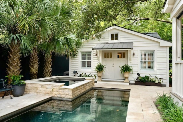 509 Klein St, Mount Pleasant, SC 29464 - outdoor pool with an in-ground hot tub and an outbuilding