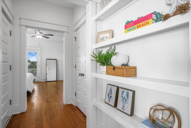 hall featuring dark hardwood / wood-style floors