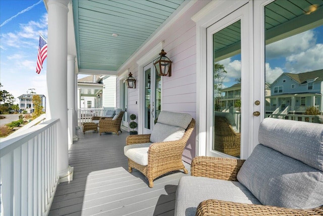 wooden deck with covered porch