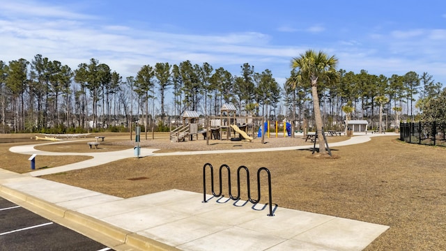 view of community jungle gym