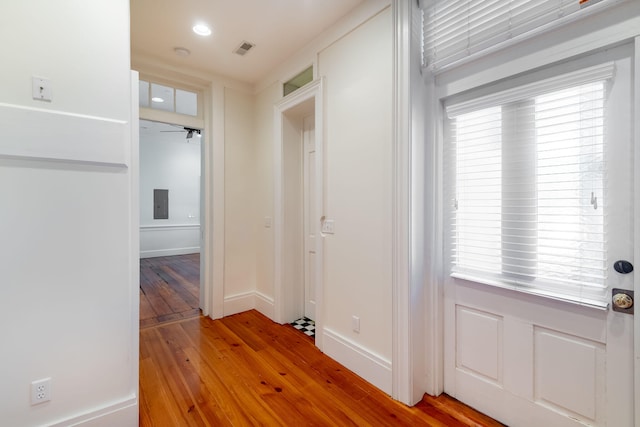 hallway featuring light wood-type flooring