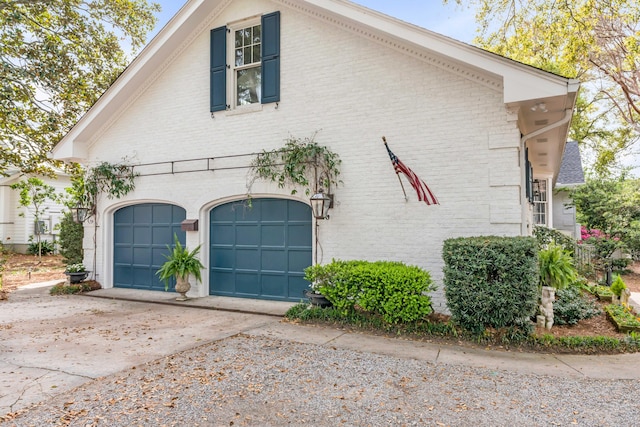 view of home's exterior with a garage