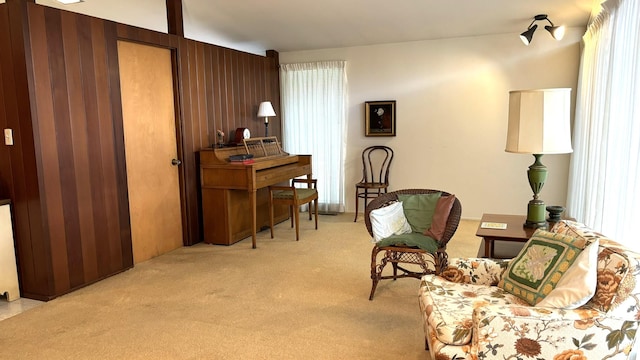 sitting room with light carpet