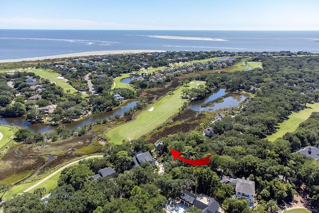 2473 High Hammock Rd, Seabrook Island, SC 29455 - aerial view of property's location featuring a large body of water, a golf club, and a tree filled landscape