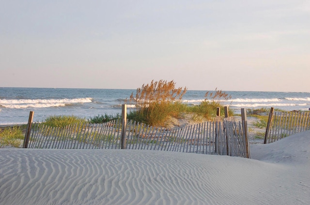 view of water feature featuring a view of the beach