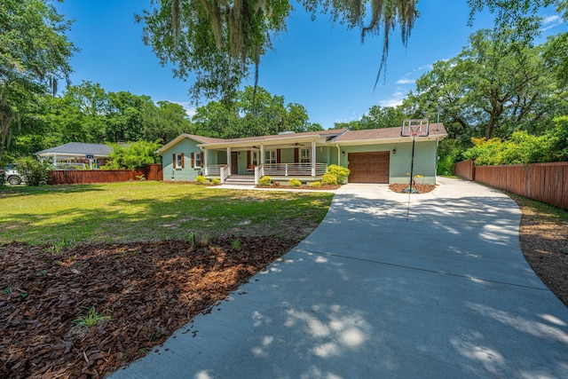 762 Swanson Ave, Charleston, SC 29412 - ranch-style house featuring covered porch, an attached garage, driveway, and brick siding