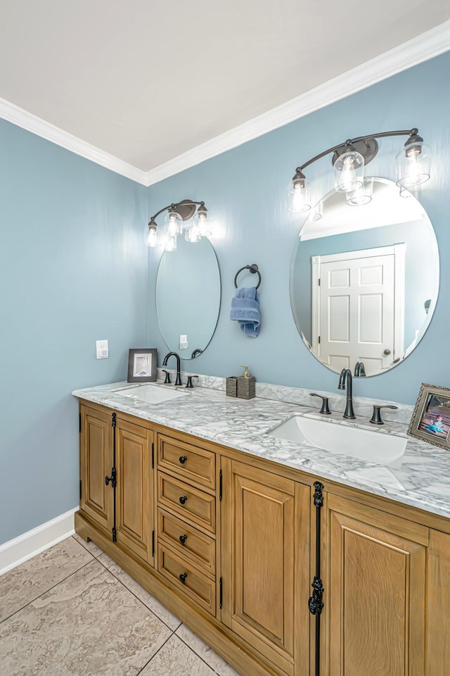 762 Swanson Ave, Charleston, SC 29412 - bathroom featuring double vanity and ornamental molding