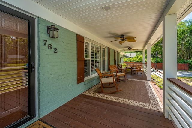 762 Swanson Ave, Charleston, SC 29412 - wooden porch with a ceiling fan