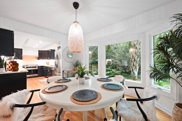 dining area featuring light hardwood / wood-style flooring