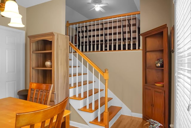 652 Spinner Cir, Mount Pleasant, SC 29464 - stairway featuring a ceiling fan and baseboards