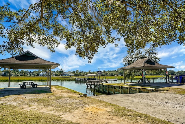 652 Spinner Cir, Mount Pleasant, SC 29464 - dock area featuring a gazebo and a water view