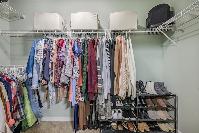 spacious closet with carpet