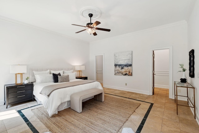 125 Drayton Dr, Summerville, SC 29483 - bedroom featuring inlaid floor details, crown molding, baseboards, and ceiling fan