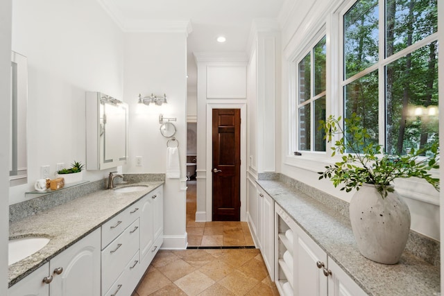 125 Drayton Dr, Summerville, SC 29483 - full bath with double vanity, recessed lighting, and ornamental molding