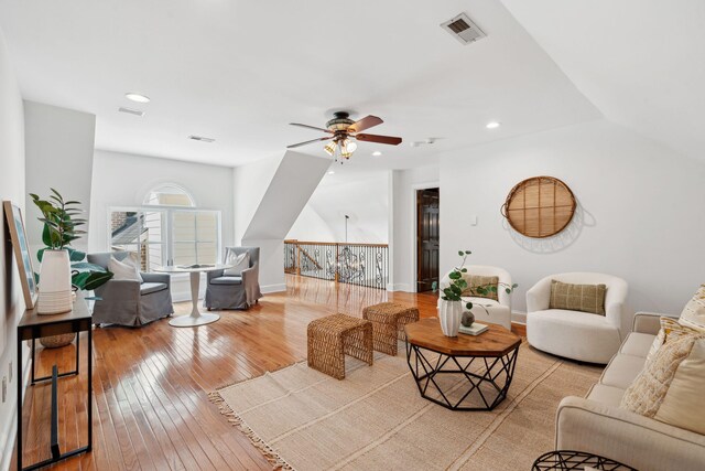125 Drayton Dr, Summerville, SC 29483 - living area featuring ceiling fan, light wood-type flooring, recessed lighting, and baseboards