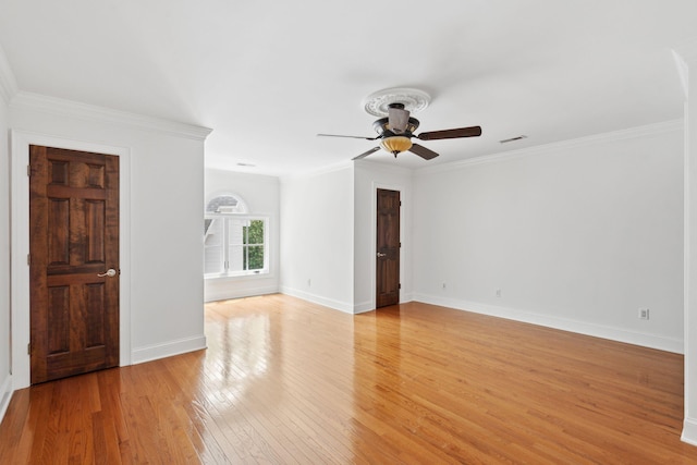 125 Drayton Dr, Summerville, SC 29483 - unfurnished room featuring ceiling fan, light wood-style floors, ornamental molding, and baseboards