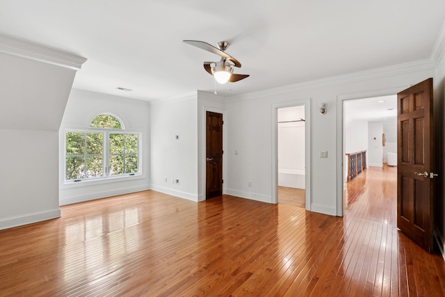 125 Drayton Dr, Summerville, SC 29483 - unfurnished living room with ceiling fan, light wood finished floors, ornamental molding, and baseboards