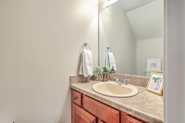 1723 Brittlebush Ln, Johns Island, SC 29455 - bathroom featuring vanity and lofted ceiling