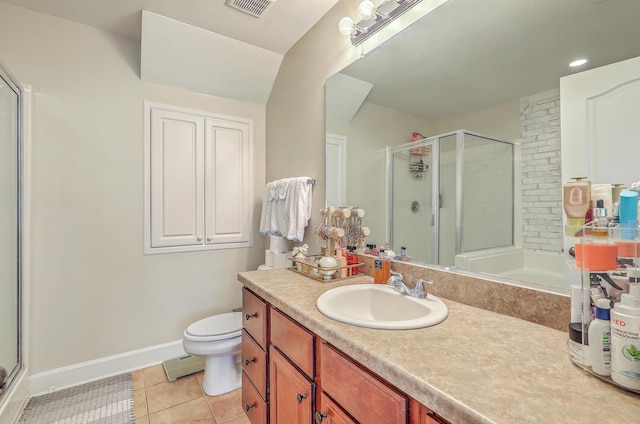 1723 Brittlebush Ln, Johns Island, SC 29455 - full bathroom with tile patterned flooring, a shower with shower door, and vanity
