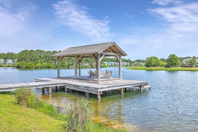 1723 Brittlebush Ln, Johns Island, SC 29455 - dock featuring a gazebo and a water view