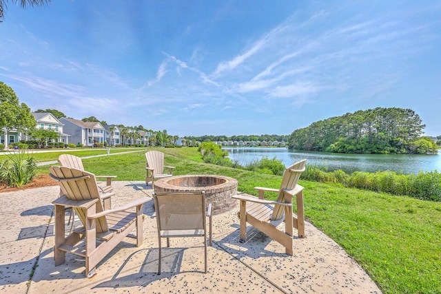 1723 Brittlebush Ln, Johns Island, SC 29455 - view of patio featuring a fire pit and a water view