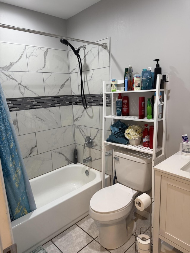 304 Carolina Cir, Walterboro, SC 29488 - full bathroom featuring shower / bath combo with shower curtain, toilet, tile patterned flooring, and vanity