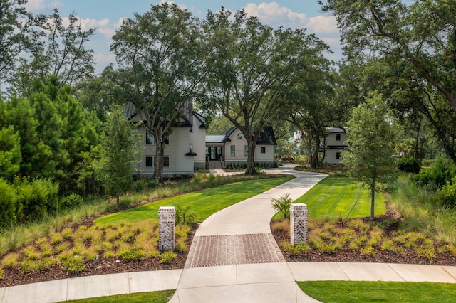 view of property's community with a yard