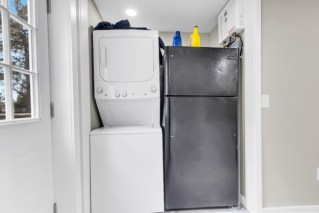 1979 Macon Ave, North Charleston, SC 29405 - laundry area featuring stacked washing machine and dryer