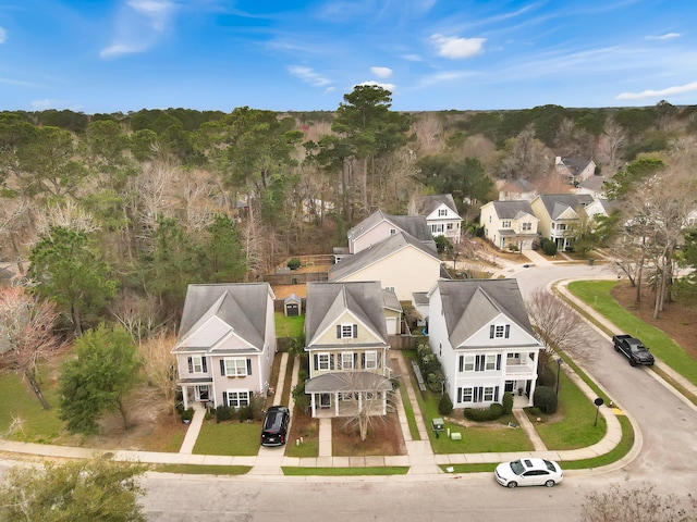 birds eye view of property with a residential view