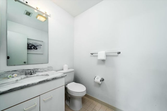 bathroom featuring tile patterned floors, vanity, and toilet