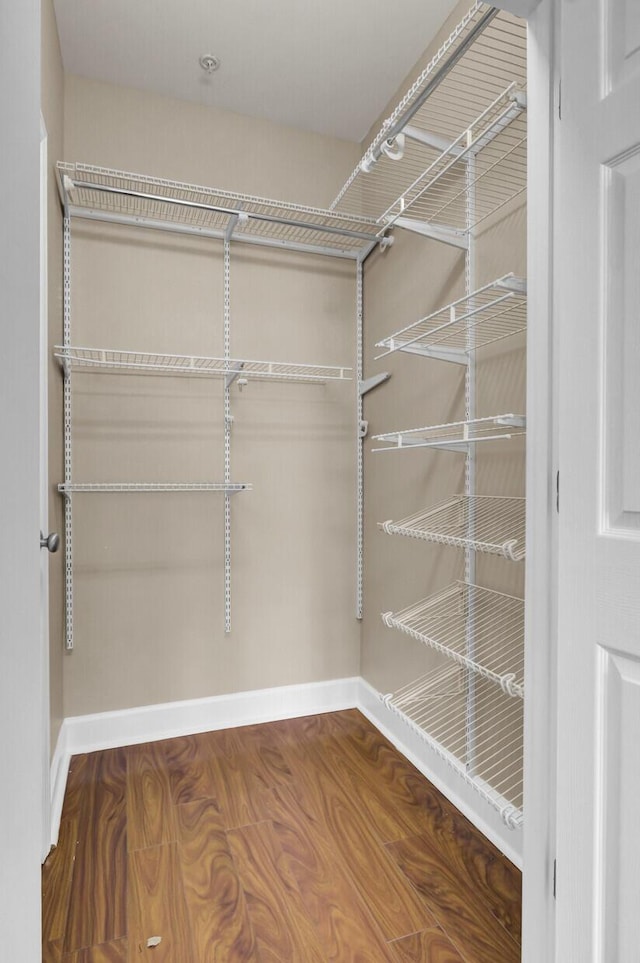 spacious closet with wood finished floors