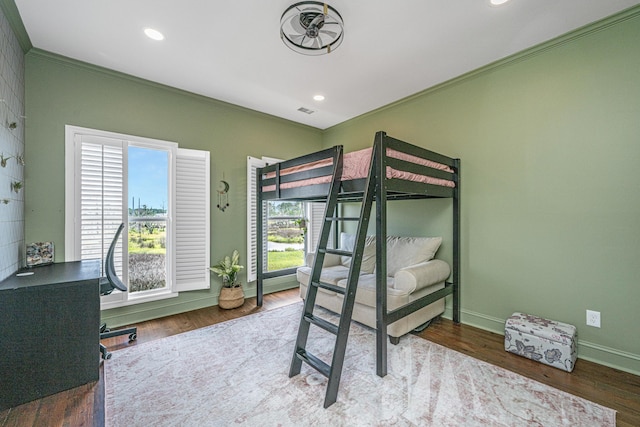 1520 Regimental Ln, Johns Island, SC 29455 - bedroom with crown molding, wood finished floors, and recessed lighting