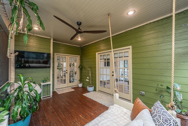 1520 Regimental Ln, Johns Island, SC 29455 - sunroom with french doors and a ceiling fan