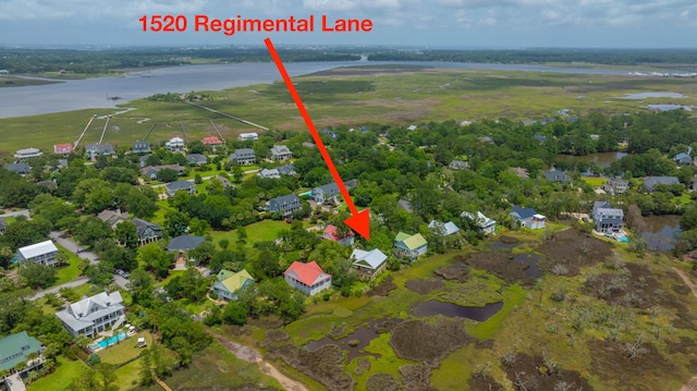 1520 Regimental Ln, Johns Island, SC 29455 - aerial view of property's location with a nearby body of water and nearby suburban area