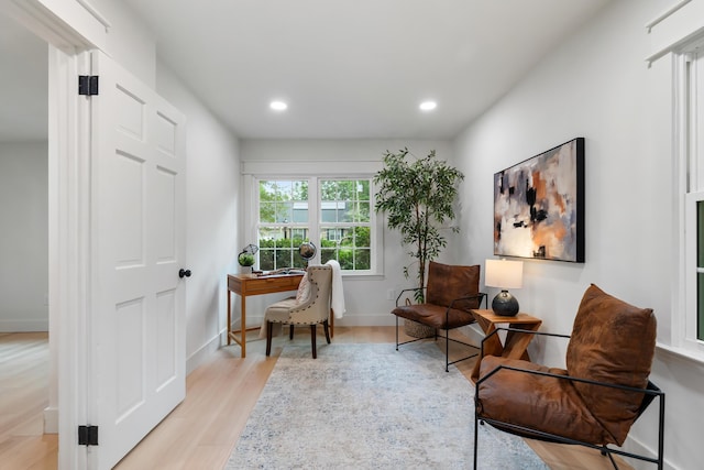 886 Friendly Cir, Charleston, SC 29414 - living area with light wood finished floors, baseboards, recessed lighting, and an office area