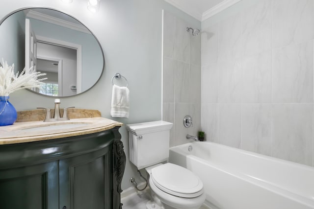 886 Friendly Cir, Charleston, SC 29414 - full bathroom featuring ornamental molding, toilet, vanity, and shower / bath combination