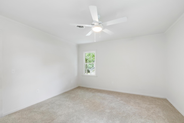 886 Friendly Cir, Charleston, SC 29414 - empty room featuring light carpet, ornamental molding, baseboards, and a ceiling fan