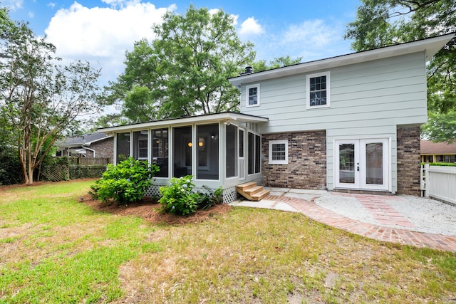886 Friendly Cir, Charleston, SC 29414 - rear view of property featuring brick siding, a sunroom, french doors, and a patio