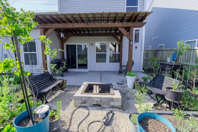 408 Fox Sparrow Ct, Summerville, SC 29486 - view of patio featuring a fire pit, a pergola, and a grill