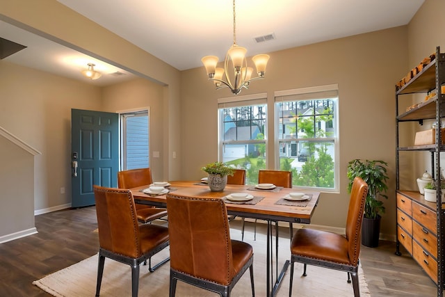 408 Fox Sparrow Ct, Summerville, SC 29486 - dining room featuring wood finished floors, a chandelier, and baseboards