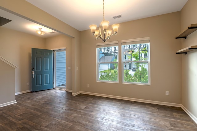 408 Fox Sparrow Ct, Summerville, SC 29486 - foyer entrance with a chandelier, dark wood-type flooring, and baseboards