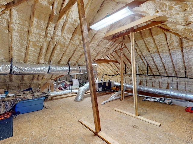 view of unfinished attic