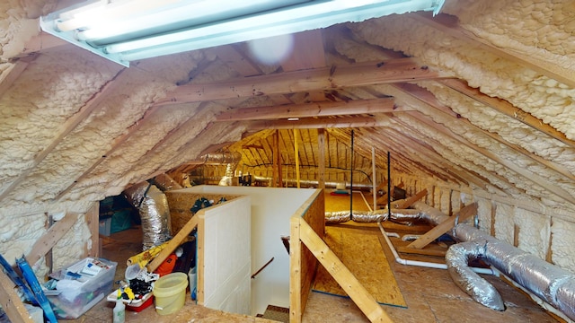 view of unfinished attic