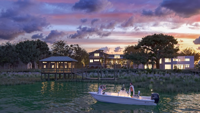 27 Rebellion Rd, Charleston, SC 29407 - dock area featuring a water view and a gazebo