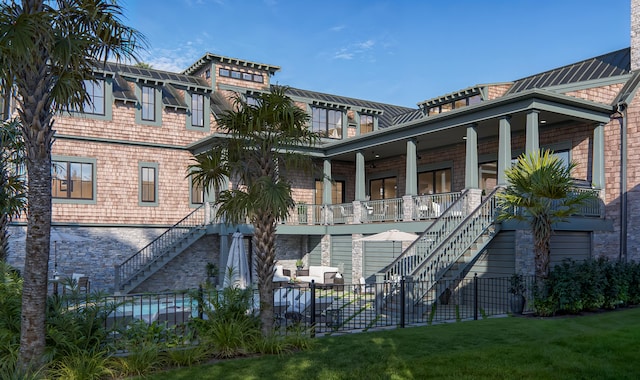 27 Rebellion Rd, Charleston, SC 29407 - rear view of house with stairway and a porch